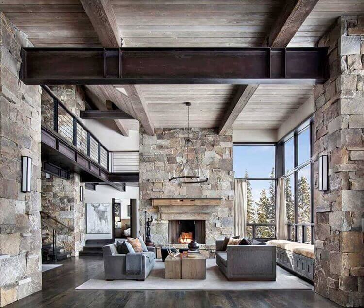 Đá và gỗ thô là những thứ dễ bắt gặp trong không gian thiết kế theo phong cách Rustic