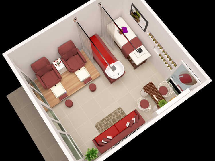 Bản vẽ thiết kế spa từ trên xuống