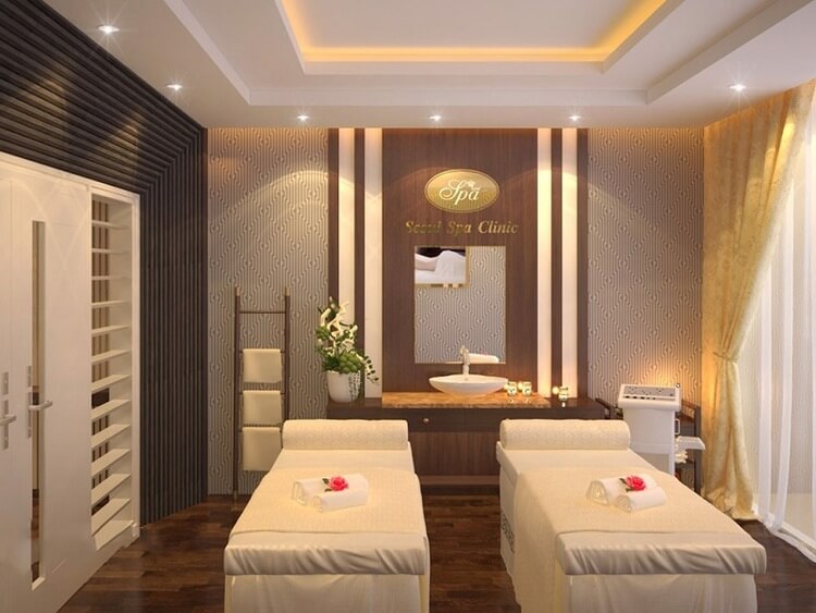 Màu trắng sữa, màu vàng nhạt, màu kem, màu be… là các màu thường được sử dụng trong thiết kế spa theo phong cách Hàn Quốc