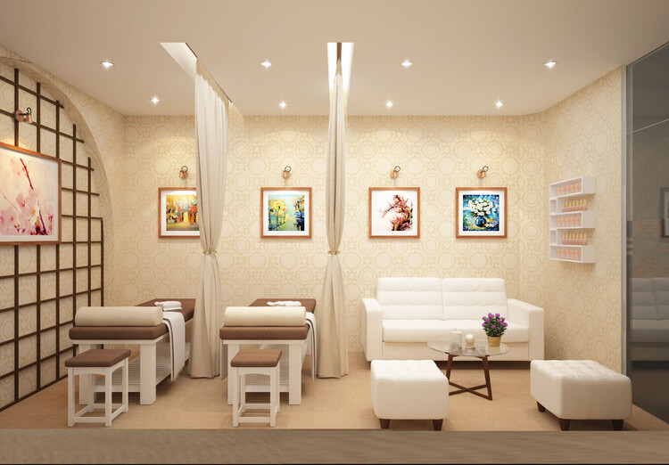 Phong cách thiết kế hiện đại có thể ứng dụng cho những spa có diện tích lớn nhỏ khác nhau