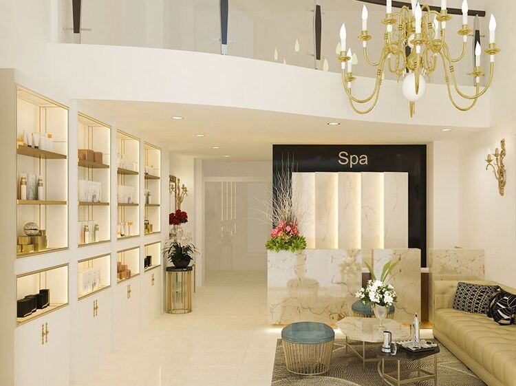 Spa chung cư sang trọng với gam màu kem chủ đạo