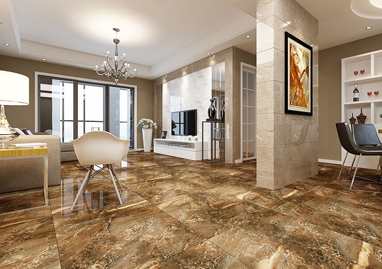 Phối gạch ốp tường đối lập với màu gạch lát nền đem lại sự mới lạ