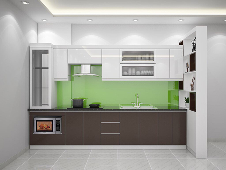 Kệ bếp làm bằng gỗ công nghiệp