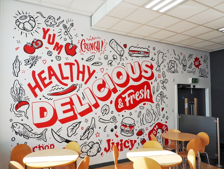 Trang trí quán ăn đẹp với typography