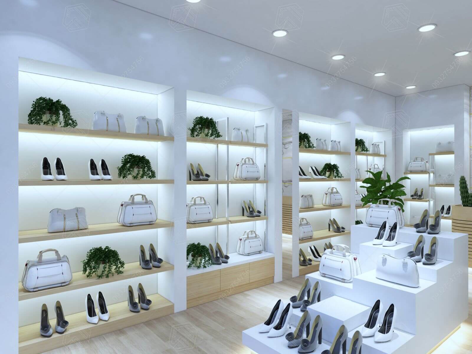 Kệ túi xách kết hợp đèn led