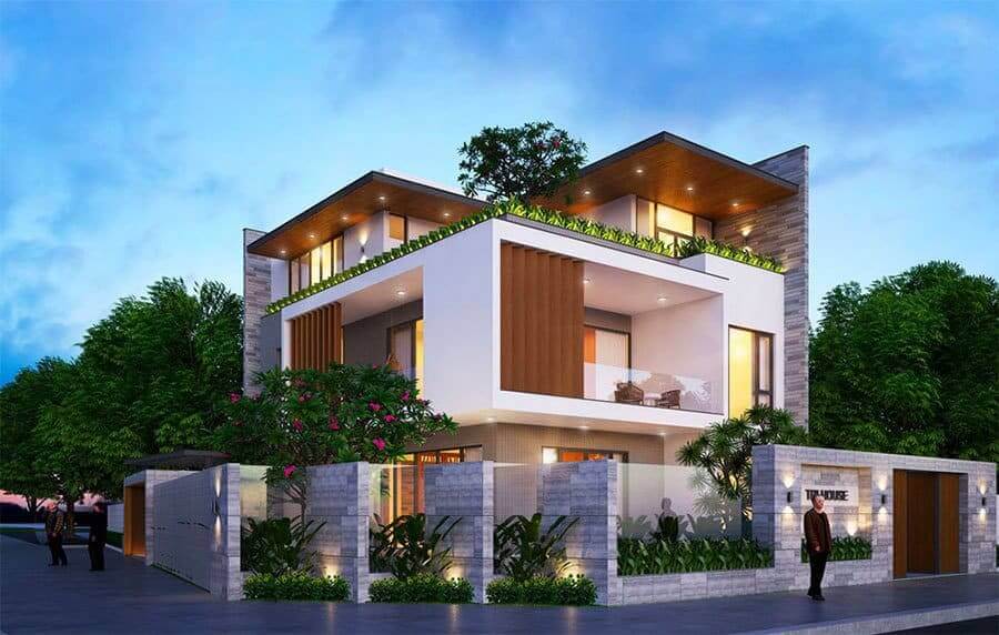 Thiết kế biệt thự 2 mặt tiền phong cách hiện đại, không gian mở