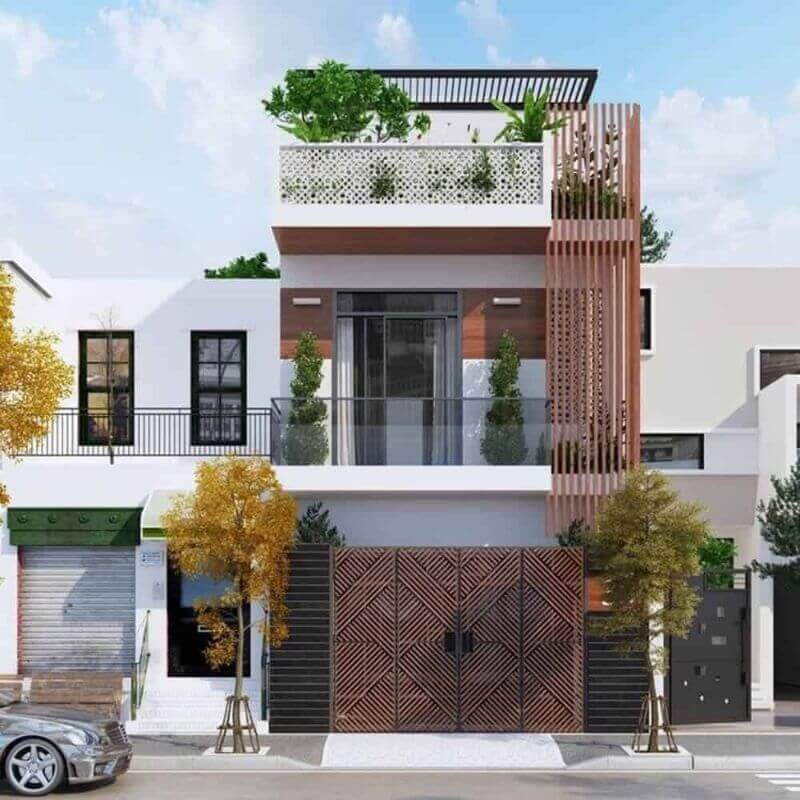 mẫu mặt tiền nhà 5m đẹp, thu hút, tính ứng dụng cao