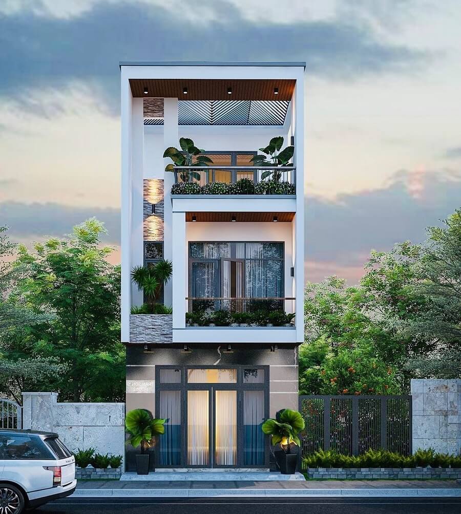 Mặt tiền nhà đẹp 3 tầng