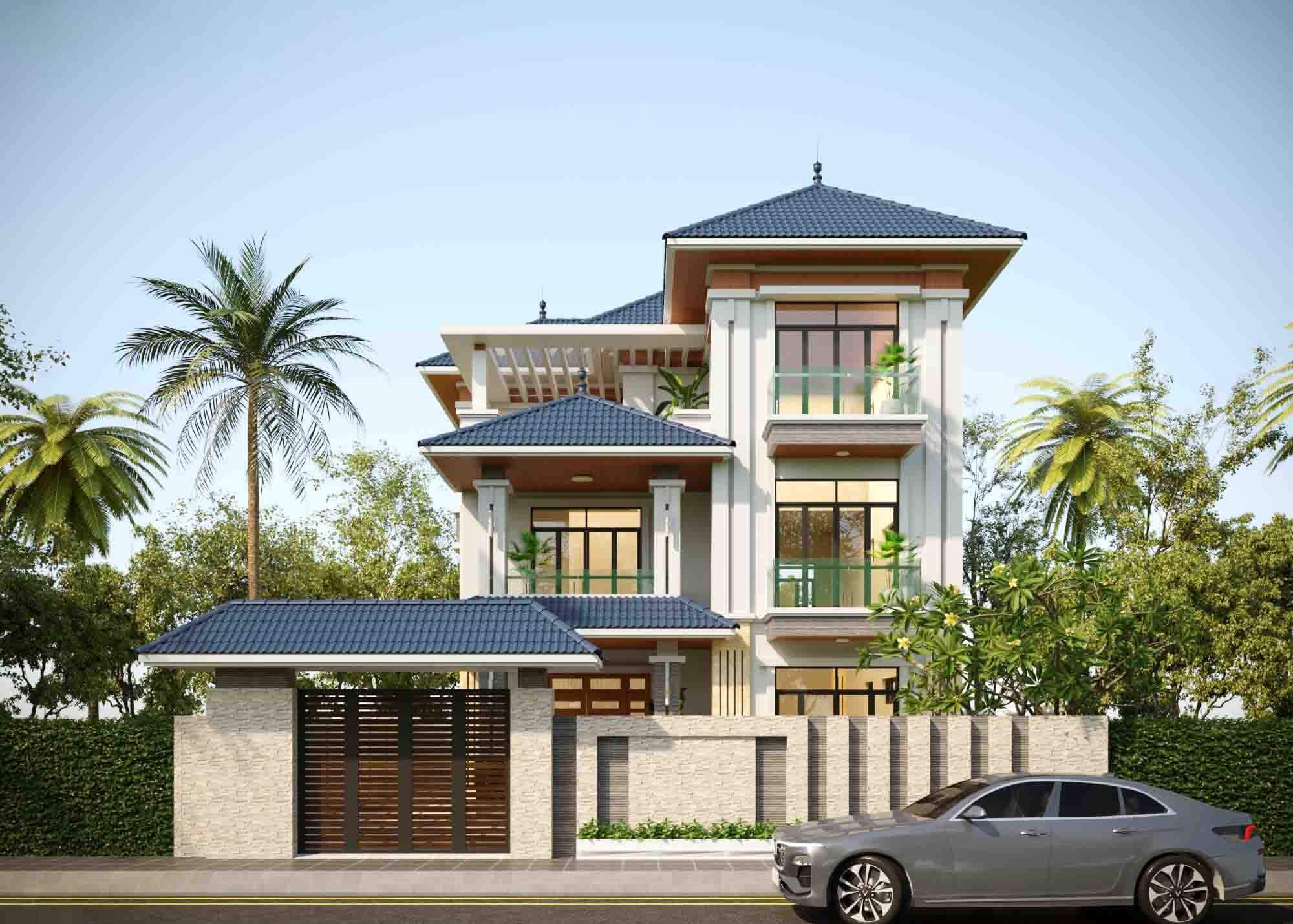 Mặt tiền nhà đẹp 3 tầng
