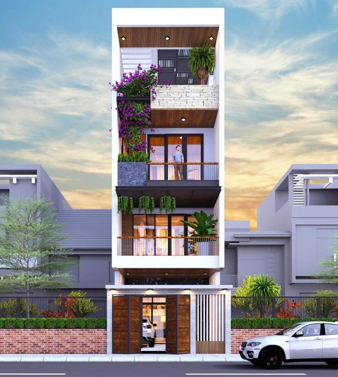 Mặt tiền nhà đẹp 4 tầng