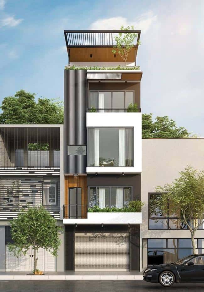 Mặt tiền nhà đẹp 5 tầng