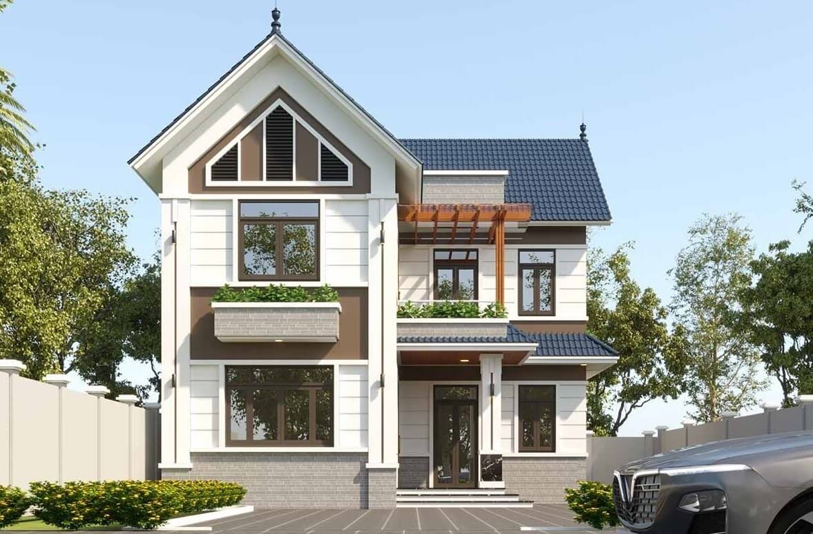 10+ mẫu thiết kế mặt tiền nhà 2 tầng mái Thái ấn tượng, hợp thời