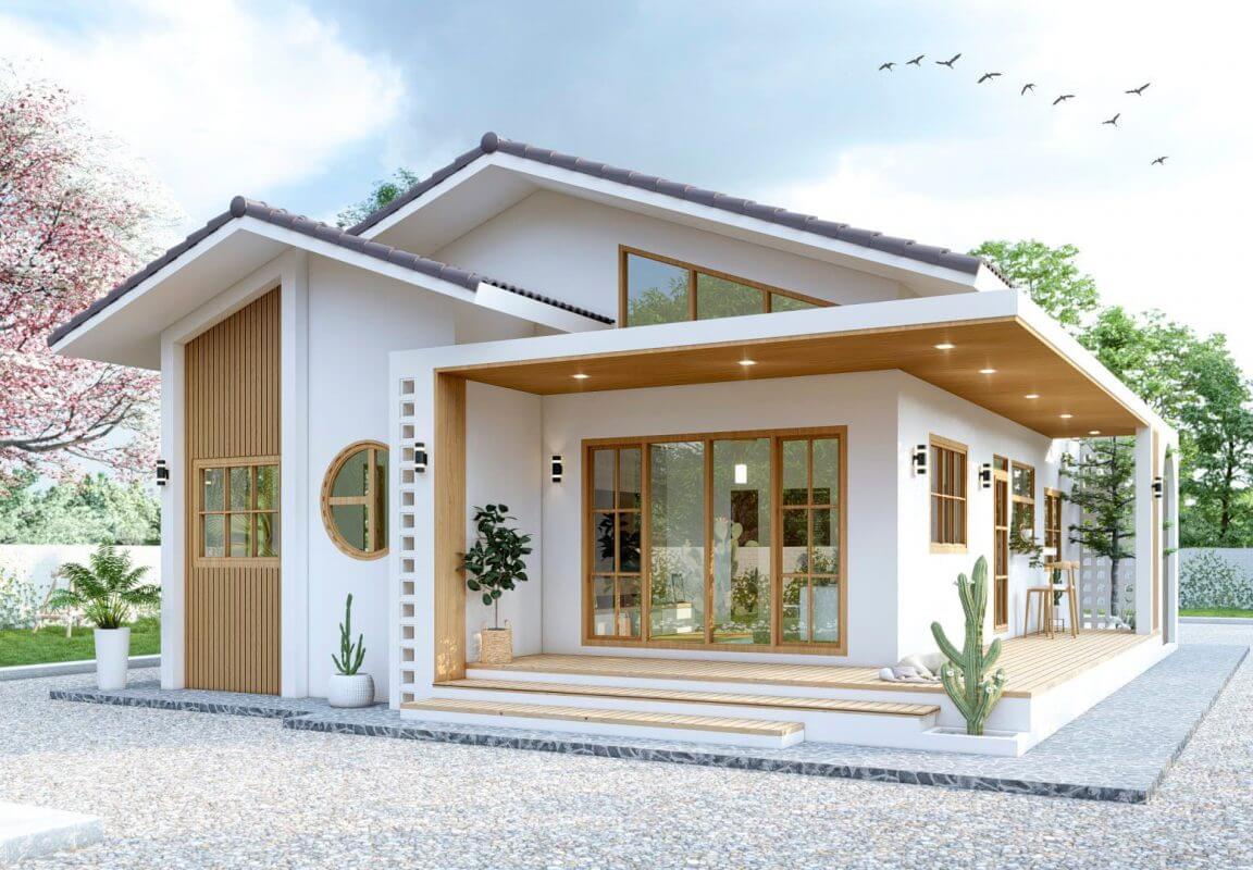 Mặt tiền nhà cấp 4 mái lệch