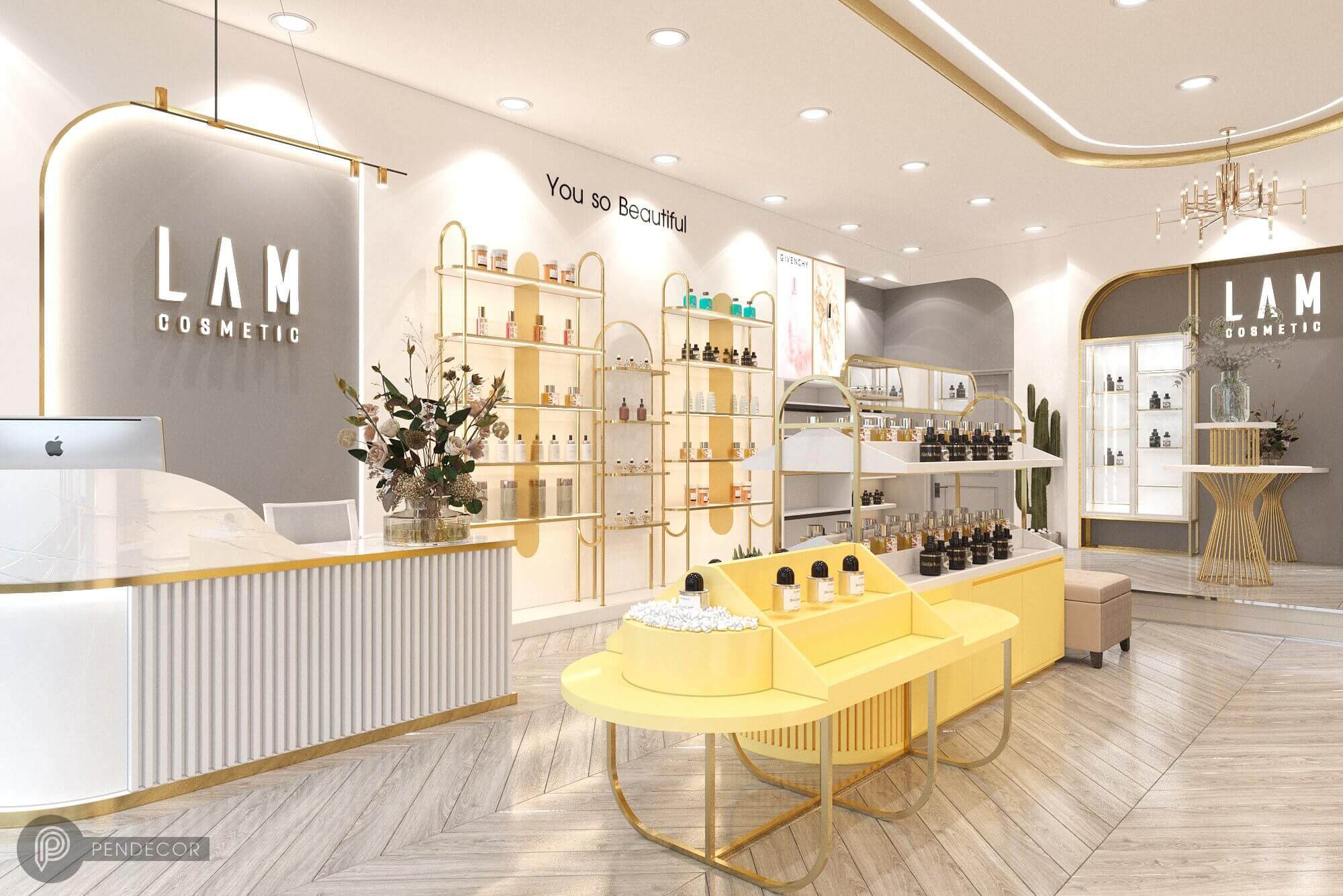 nội thất shop mỹ phẩm Pendecor