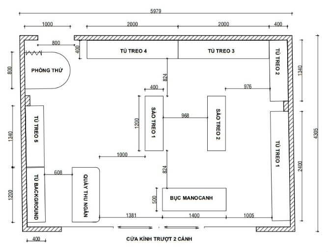 Bản vẽ thiết kế shop thời trang - Pendecor
