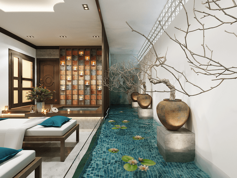 Vật phẩm trang trí và tranh ảnh trong spa của người mệnh mộc