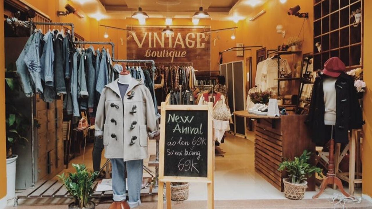 trang trí shop quần áo theo phong cách Vintage