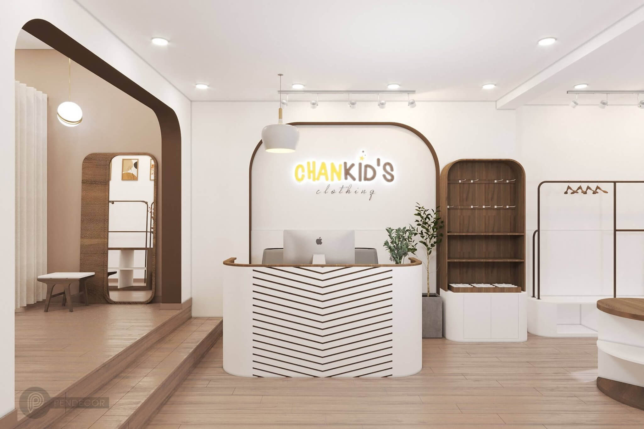 thiết kế shop giày trẻ em nhỏ Pendecor