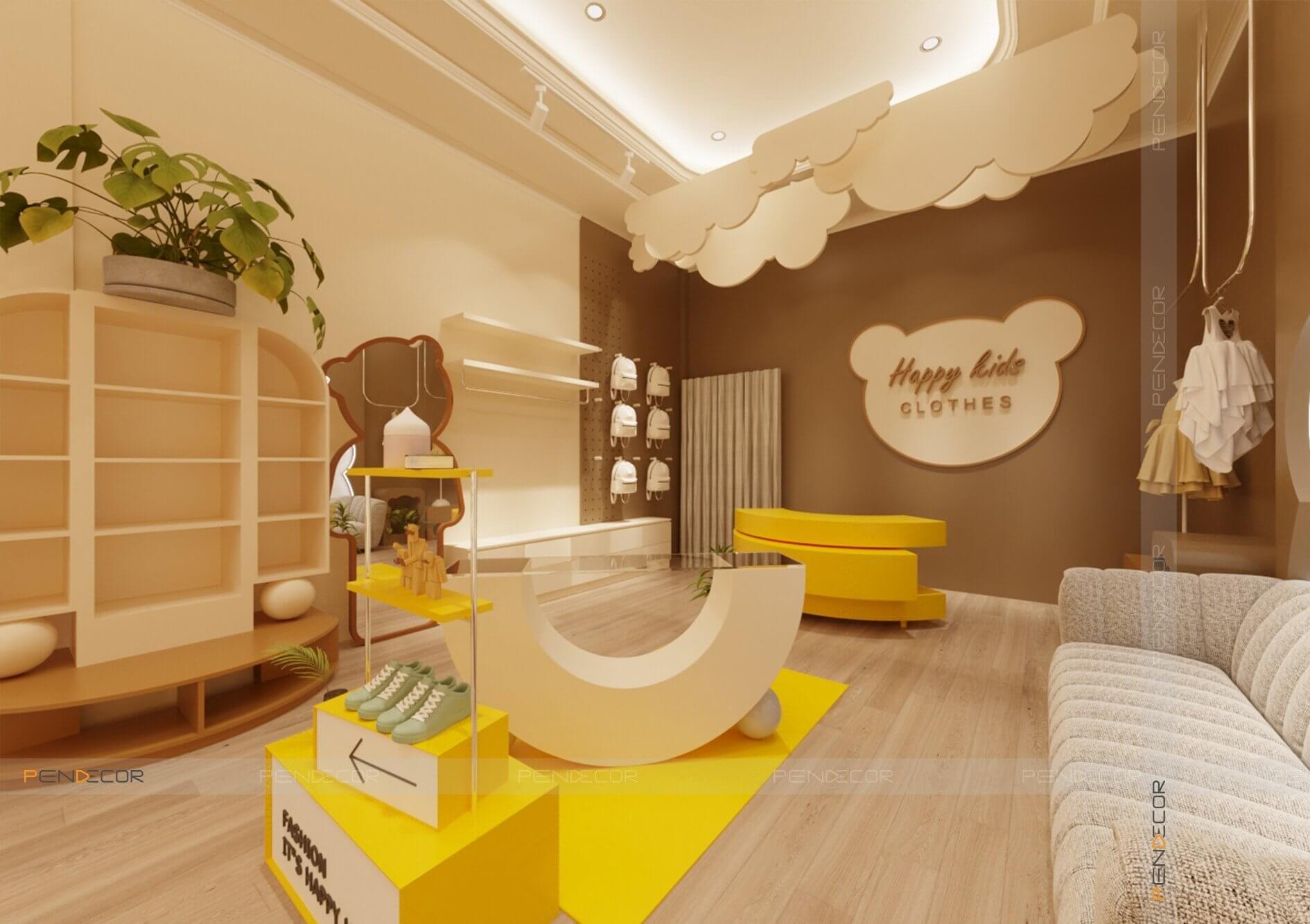 thiết kế nội thất showroom giày trẻ em Pendecor