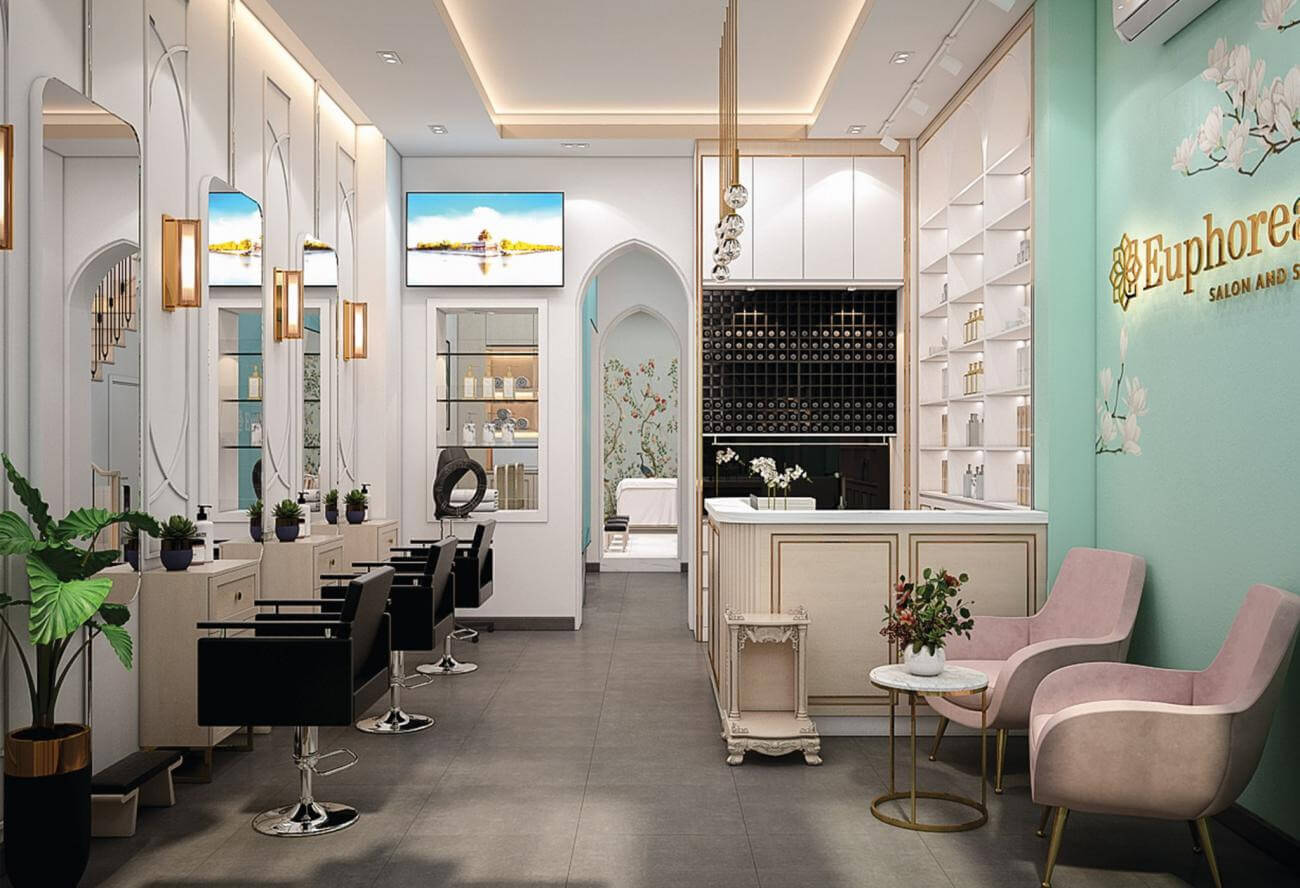 thiết kế tiệm tóc và nail Pendecor