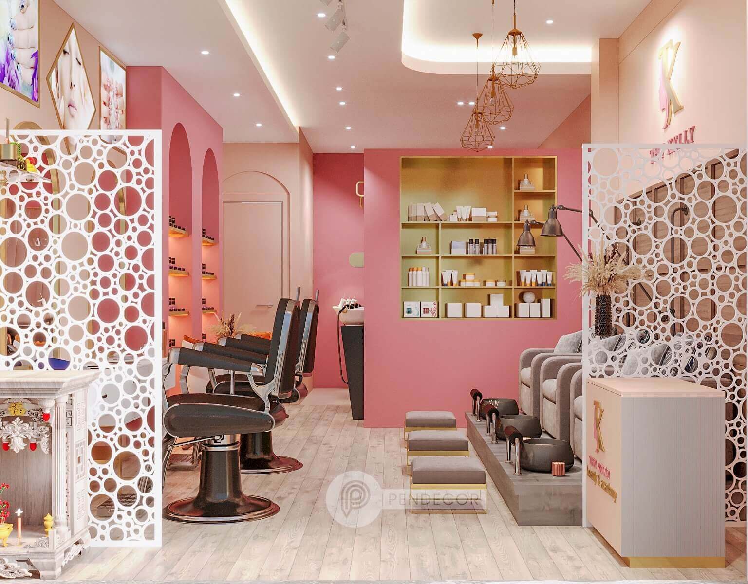 thiết kế tiệm nail nhỏ xinh Pendecor