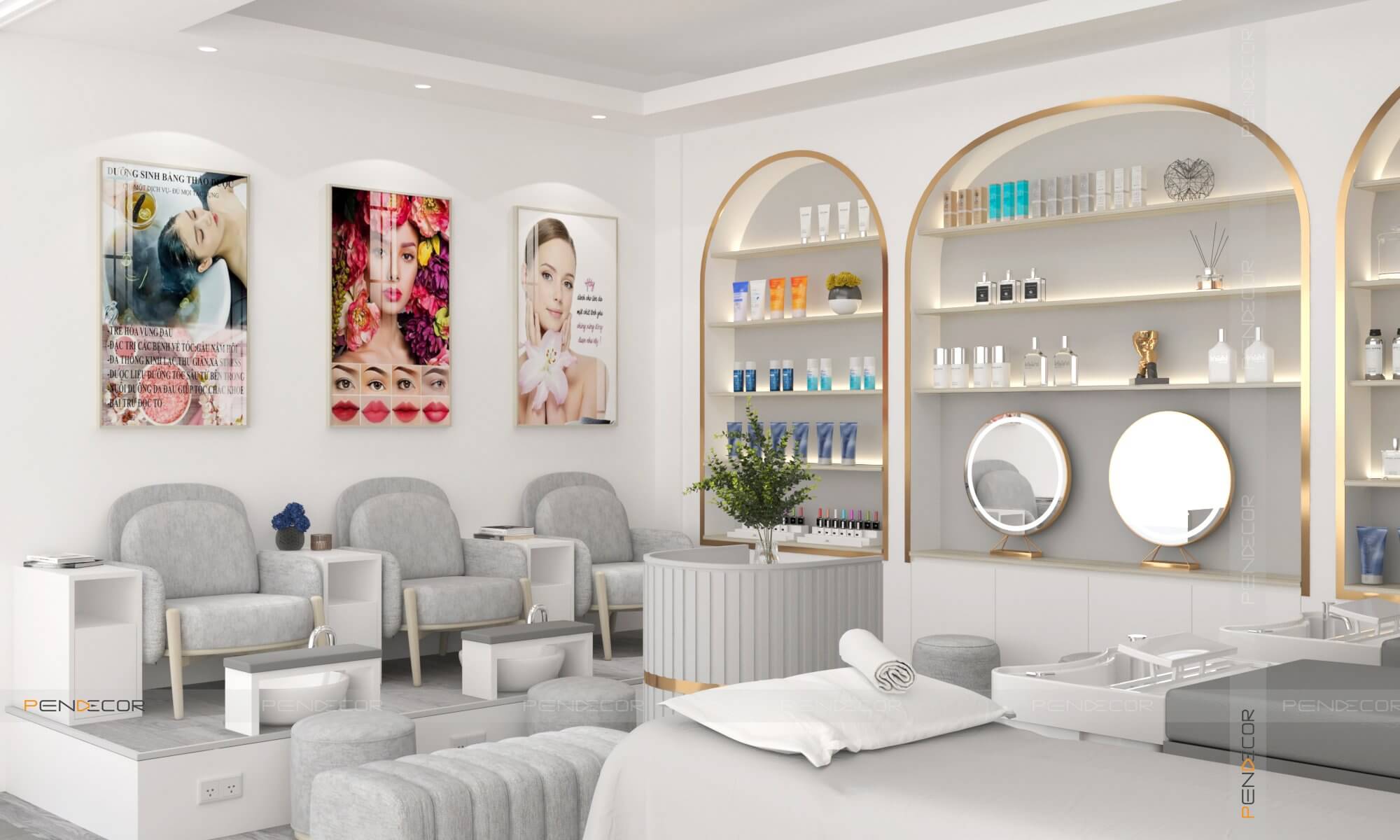trang trí tiệm nail nhỏ Pendecor
