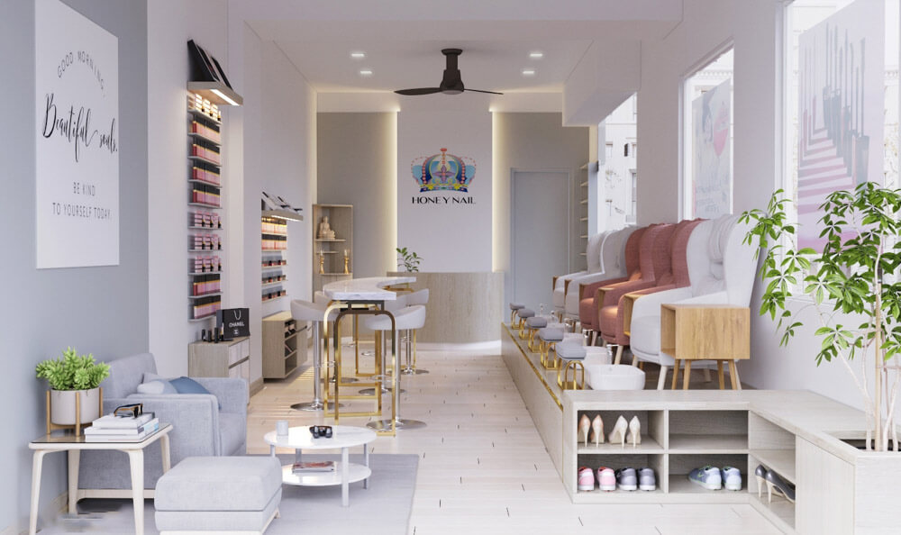 trang trí tiệm nail nhỏ đẹp Pendecor