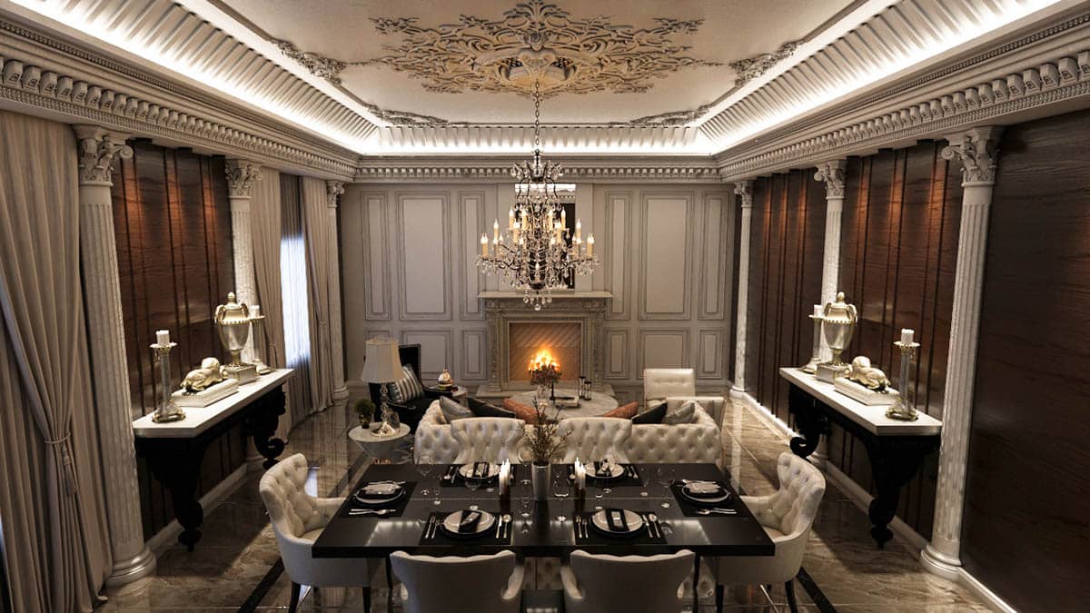 Mẫu bản vẽ thiết kế nhà hàng phong cách Hoàng Gia Pendecor
