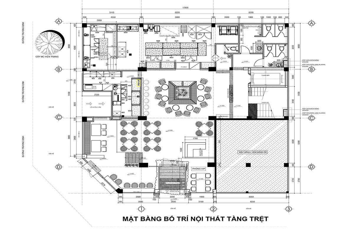 bản vẽ thiết kế quán ăn Pendecor