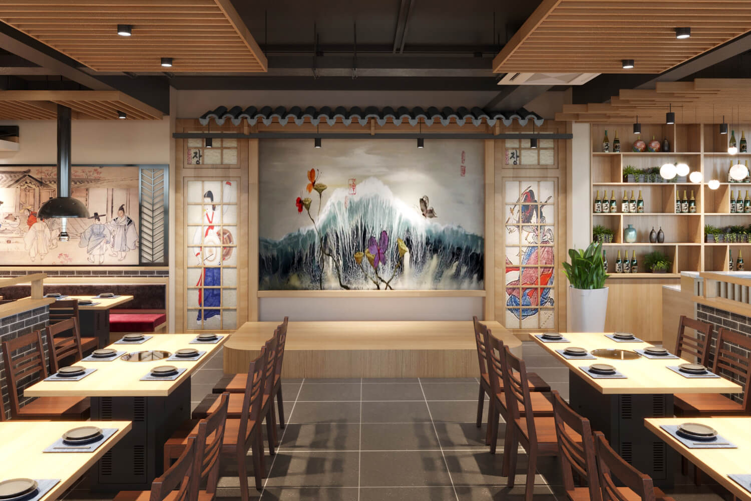 thiết kế nhà hàng lẩu băng chuyền Pendecor