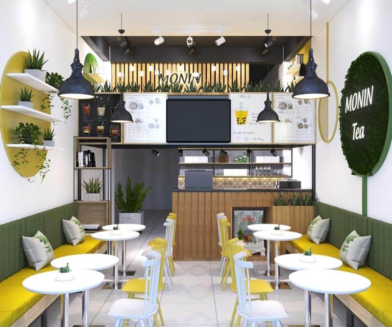 thiết kế quán trà sữa nhỏ giá rẻ Pendecor
