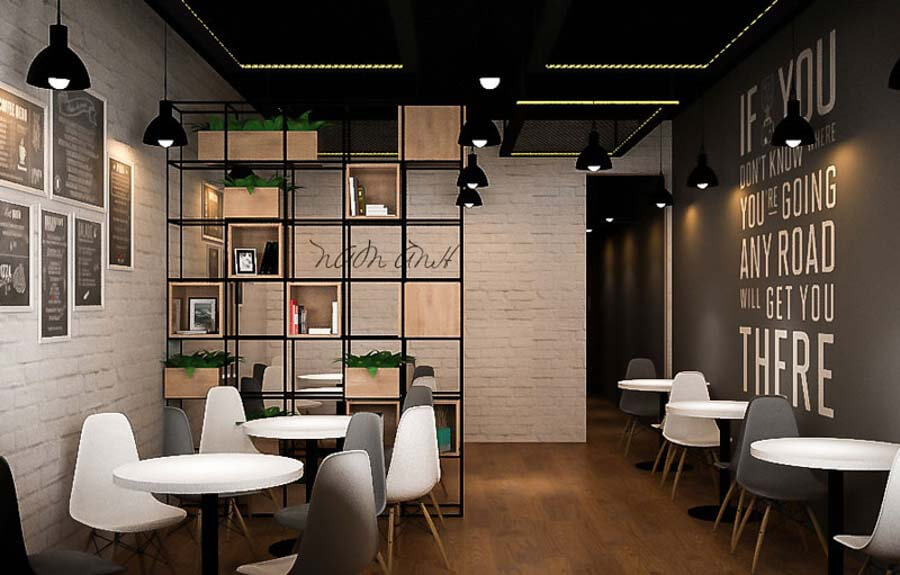 mẫu quán trà sữa nhỏ Pendecor