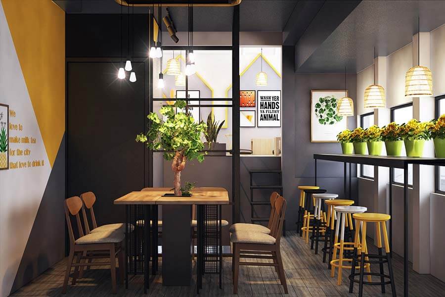 quán trà sữa nhỏ Pendecor