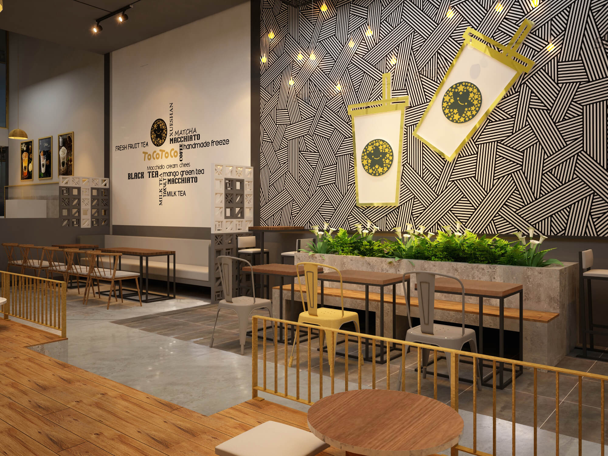 thiết kế quán trà sữa nhỏ giá rẻ Pendecor