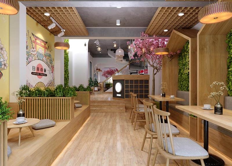 cách trang trí quán trà sữa ngồi bệt