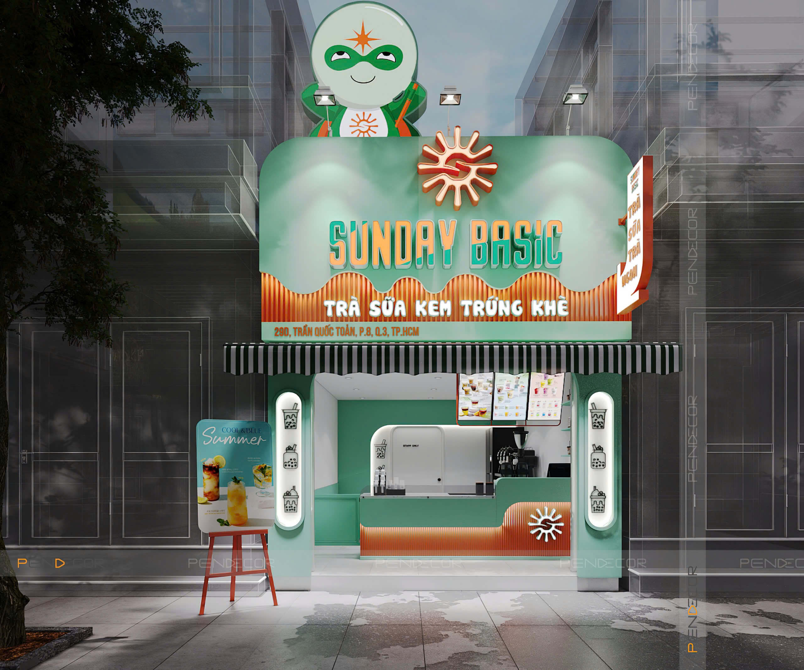 Thiết Kế Quán Trà Sữa Sunday Basic