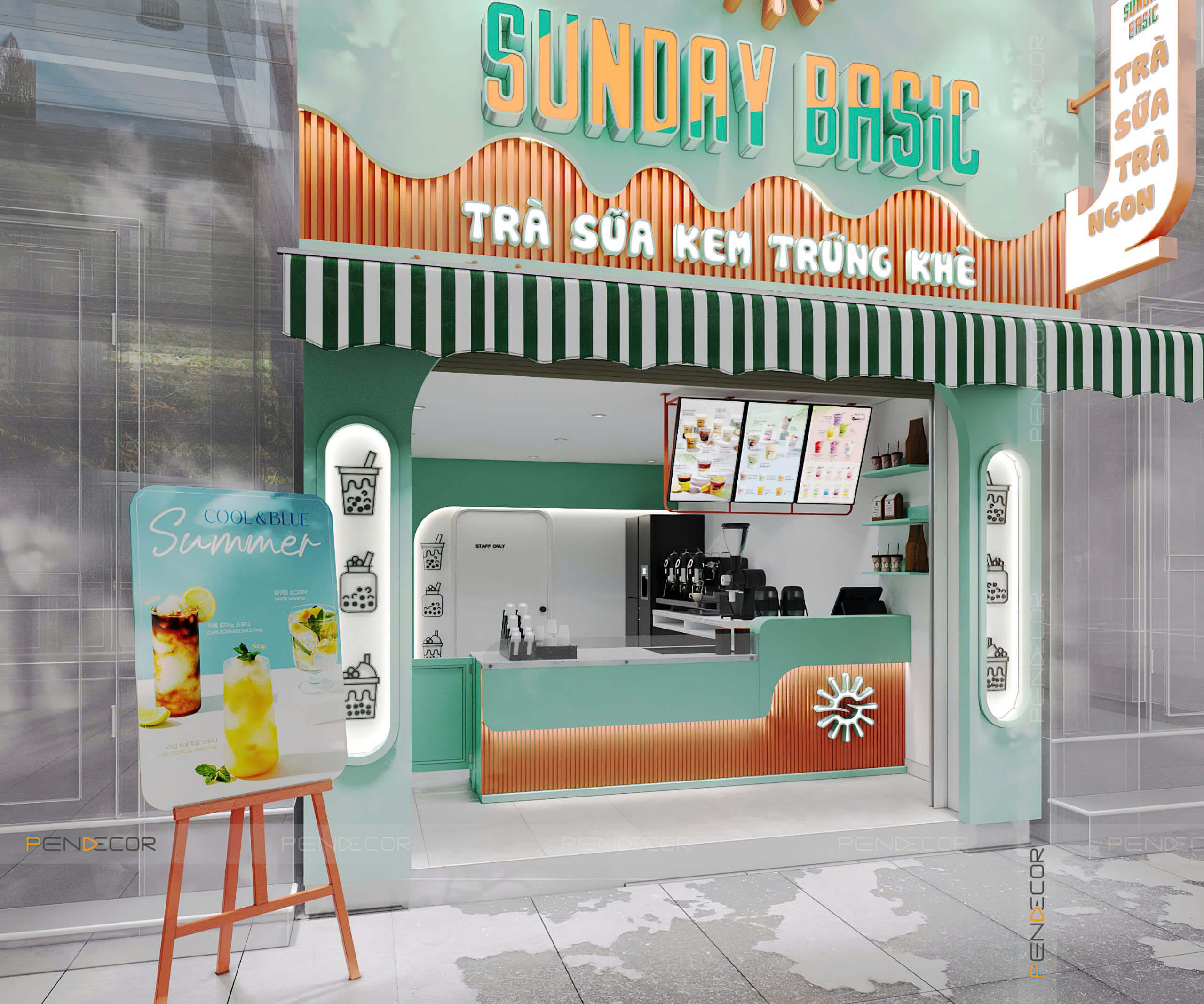 Thiết Kế Quán Trà Sữa Sunday Basic