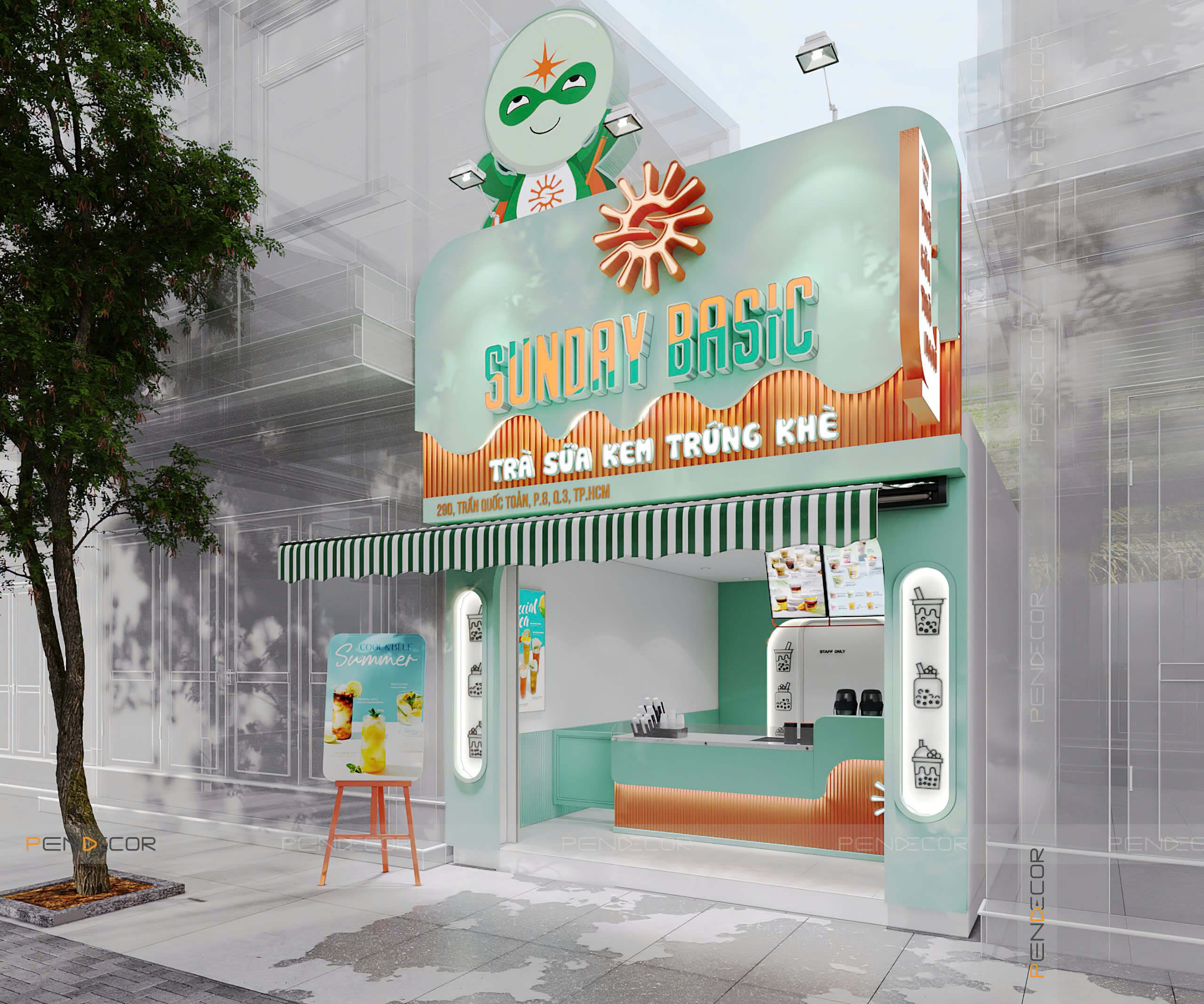 Thiết Kế Quán Trà Sữa Sunday Basic