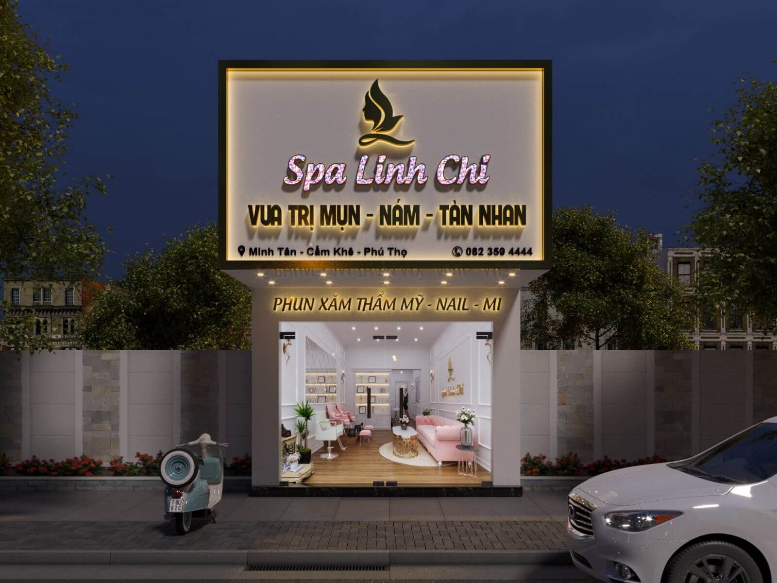 thiết kế bảng hiệu spa Pendecor