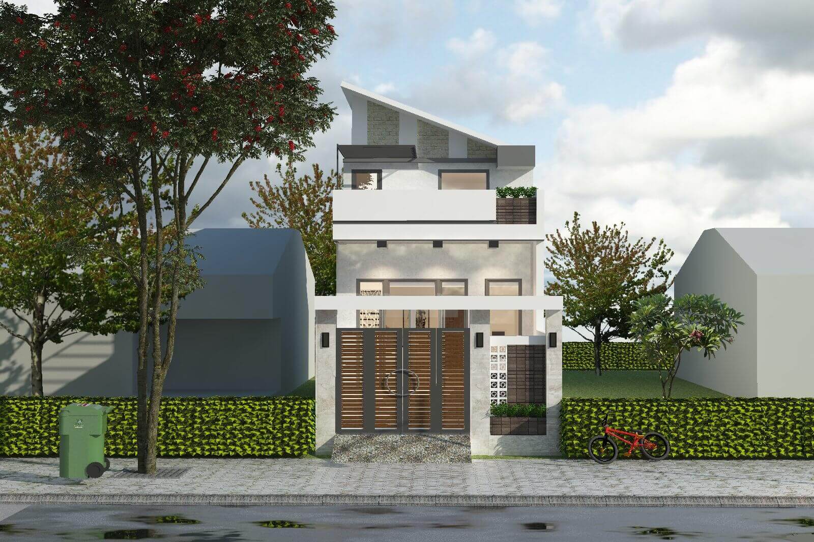 mặt tiền nhà có gác lửng đẹp Pendecor
