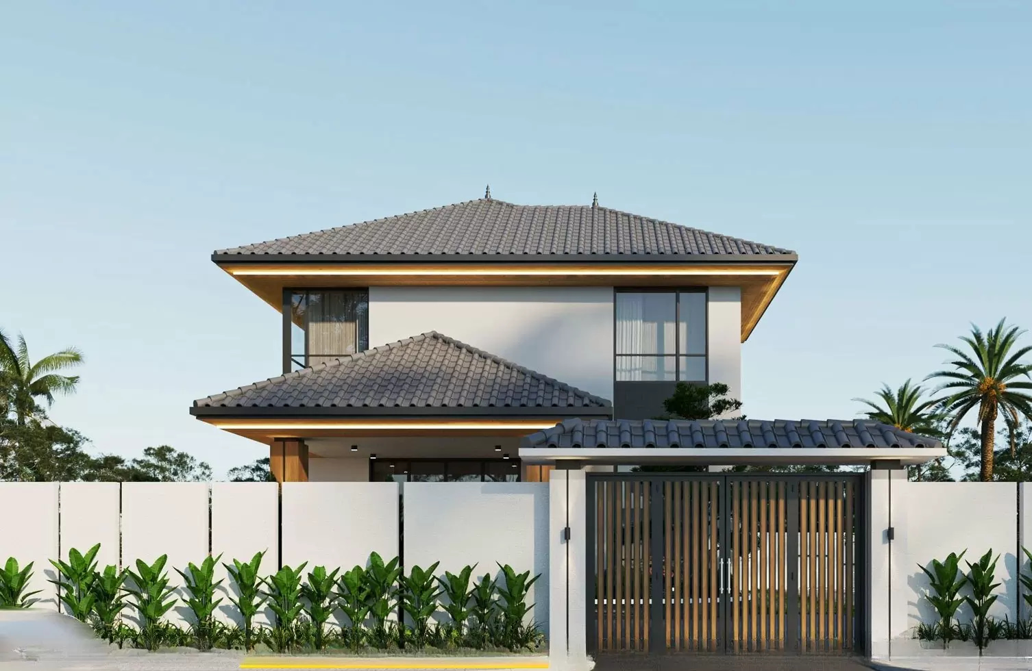 mặt tiền nhà mái nhật