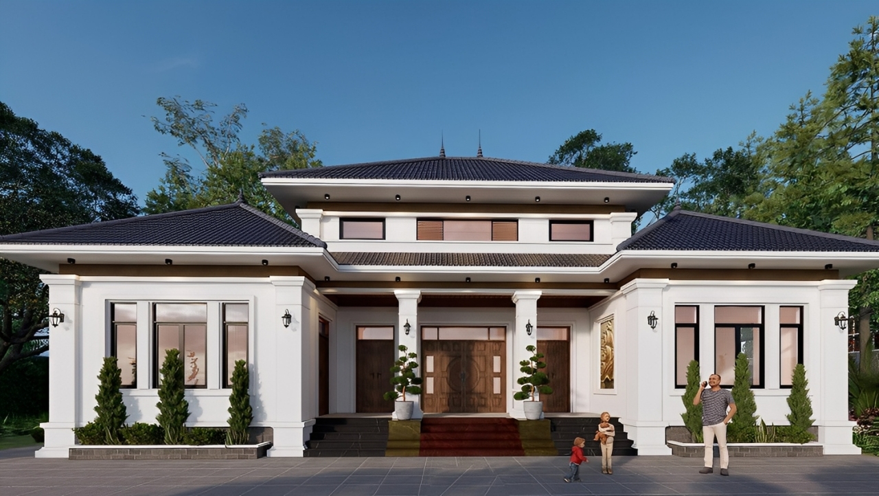 nhà mái nhật 2 tầng 2 mặt tiền